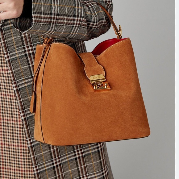 NWT Mark Cross Murphy Suede top handle strap Bucket Bag - Picture 2 of 7